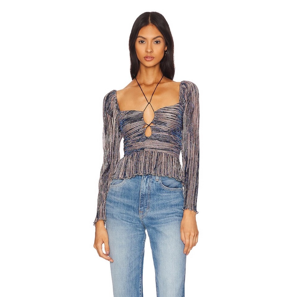 SAYLOR Kamara Top in Indigo & Gold